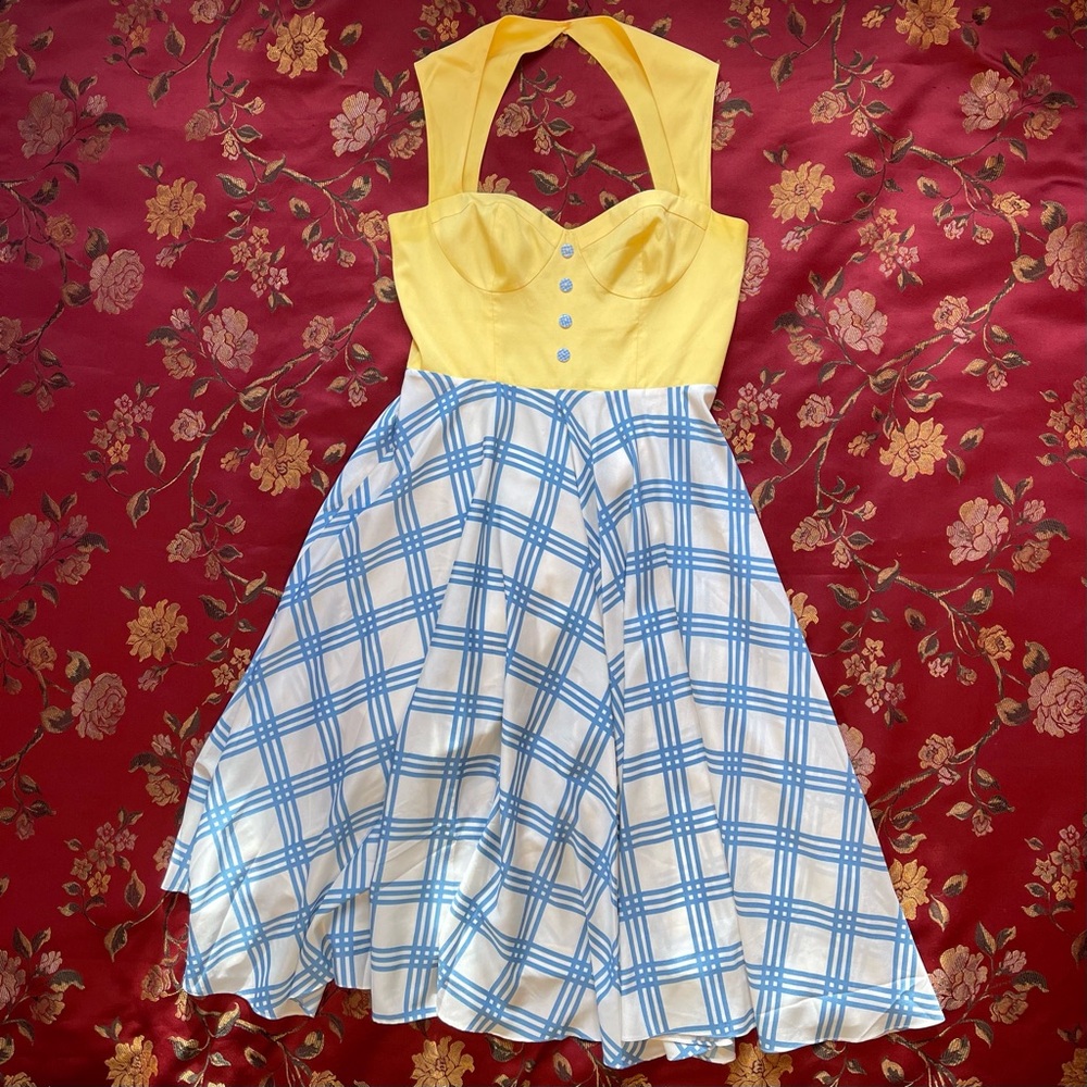Modcloth Yellow and Blue Plaid Dress - Picture 4 of 11